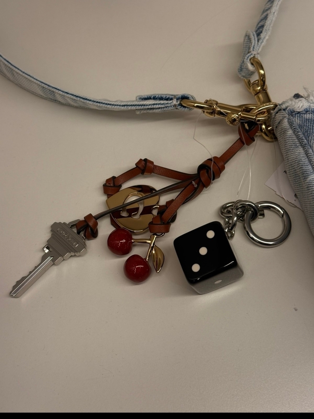 COACH Denim Mini Shoulder Bag with Charm Accents - Blue - Picture 4 of 7